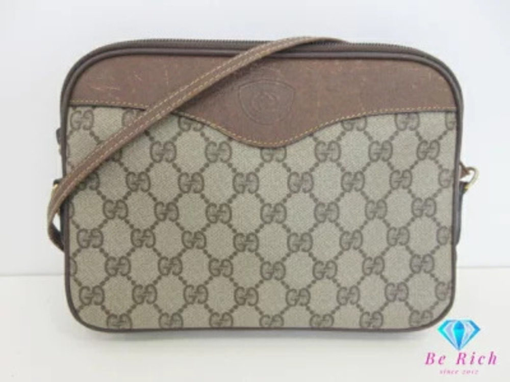 Gucci Shoulder Bag GG Supreme Beige Brown Leather Crossbody